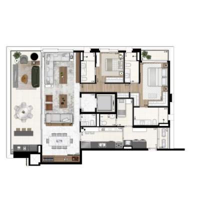 Oscar Ibirapuera - Planta 186m², 2 Suites Oscar Ibirapuera - Planta 186m², 2 Suites