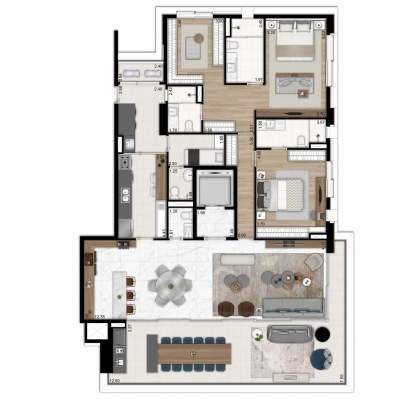 Oscar Ibirapuera - Planta 186m², 2 Suites Closet Oscar Ibirapuera - Planta 186m², 2 Suites Closet