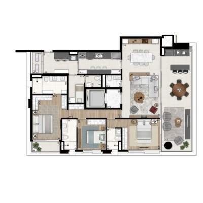 Oscar Ibirapuera - Planta 186m², 3 Suites com Quarto De Empregada Oscar Ibirapuera - Planta 186m², 3 Suites com Quarto De Empregada