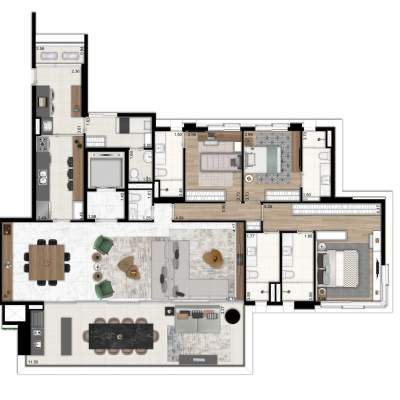 Oscar Ibirapuera - Planta 233m², 3 Suítes Banho Sr Sra Oscar Ibirapuera - Planta 233m², 3 Suítes Banho Sr Sra