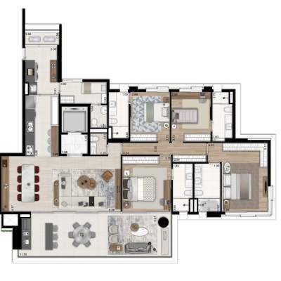 Oscar Ibirapuera - Planta 233m², 4 Suites Oscar Ibirapuera - Planta 233m², 4 Suites