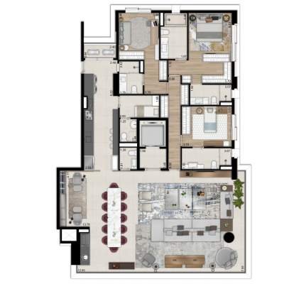 Oscar Ibirapuera - Planta 236m², 3 Suites Varanda Integrada Oscar Ibirapuera - Planta 236m², 3 Suites Varanda Integrada