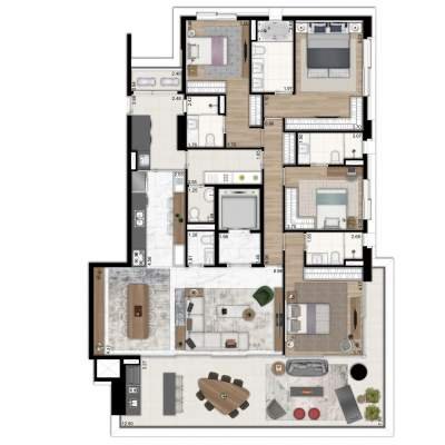Oscar Ibirapuera - Planta 236m², 4 Suites com Passagem Intima Oscar Ibirapuera - Planta 236m², 4 Suites com Passagem Intima