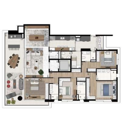 Oscar Ibirapuera - Planta 236m², 4 Suites + Quarto De Empregada Oscar Ibirapuera - Planta 236m², 4 Suites + Quarto De Empregada