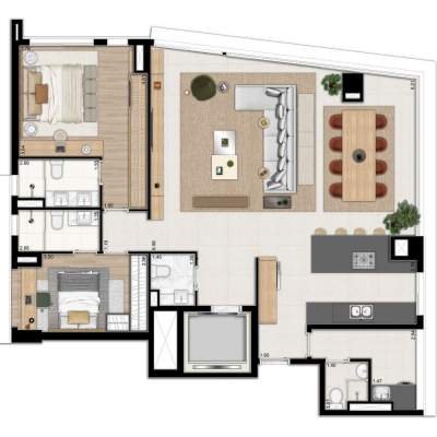 Oscar Itaim - Planta 142m² Oscar Itaim - Planta 142m²