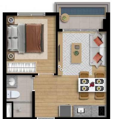 Zyz Saúde - Planta 29m² 1 Dorm Zyz Saúde - Planta 29m² 1 Dorm