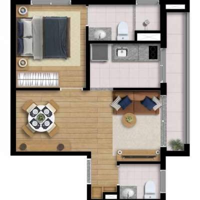 Zyz Saúde - Planta 36m² 1 Suite Lavabo Zyz Saúde - Planta 36m² 1 Suite Lavabo