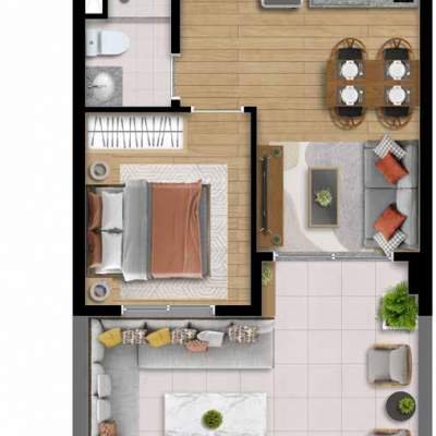 Zyz Saude - Planta 42m² 1 Dorm Zyz Saude - Planta 42m² 1 Dorm