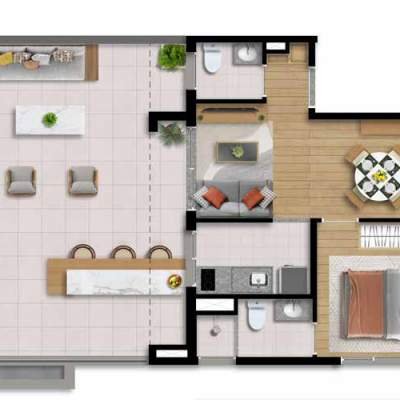 Zyz Saúde - Planta 68m² 1 Suite Lavabo Zyz Saúde - Planta 68m² 1 Suite Lavabo