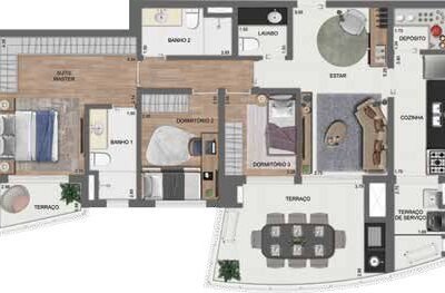 Arkadio - Planta 107m² 3 dormitórios Arkadio - Planta 107m² 3 dormitórios