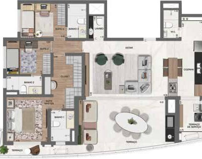 Arkadio - Planta 142m² 3 suítes Arkadio - Planta 142m² 3 suítes