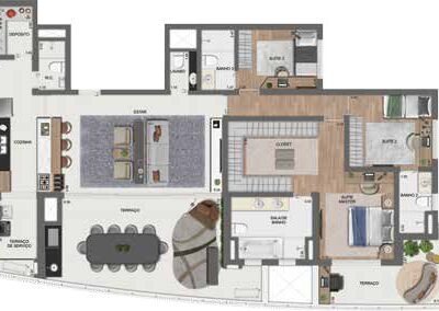 Arkadio - Planta 180m² living ampliado 3 suítes Arkadio - Planta 180m² living ampliado 3 suítes