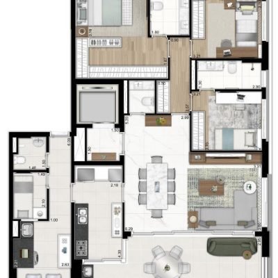 Athos Paraíso - Planta 156m² - 3 suítes com armário privativo Athos Paraíso - Planta 156m² - 3 suítes com armário privativo