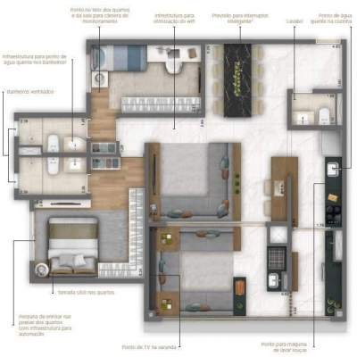 Grand Living Nova Klabin - Planta 100m² - 2 suítes Grand Living Nova Klabin - Planta 100m² - 2 suítes