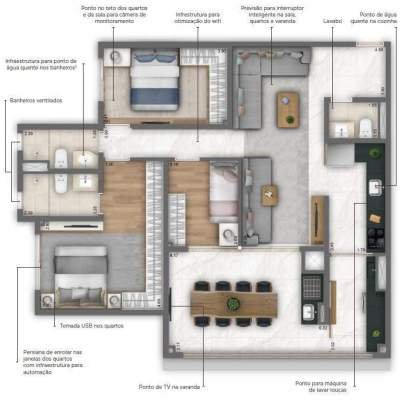Grand Living Nova Klabin - Planta 100m² - 3 dormitórios Grand Living Nova Klabin - Planta 100m² - 3 dormitórios