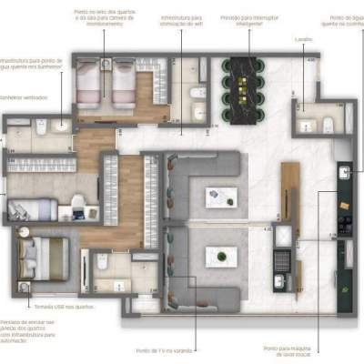 Grand Living Nova Klabin - Planta 121m² - 3 suítes Grand Living Nova Klabin - Planta 121m² - 3 suítes