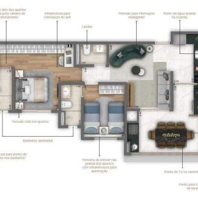 Grand Living Nova Klabin - Planta 71m² - 2 suítes Grand Living Nova Klabin - Planta 71m² - 2 suítes