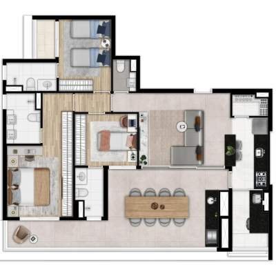 Horizon Paraíso - Planta 118m² 3 suítes Horizon Paraíso - Planta 118m² 3 suítes