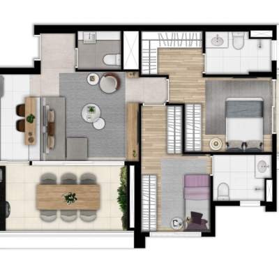 Horizon Paraíso - Planta 76m² 2 suítes Horizon Paraíso - Planta 76m² 2 suítes