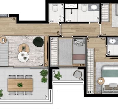 Nattur Nova Klabin - Planta 79m² - 3 dormitórios Nattur Nova Klabin - Planta 79m² - 3 dormitórios