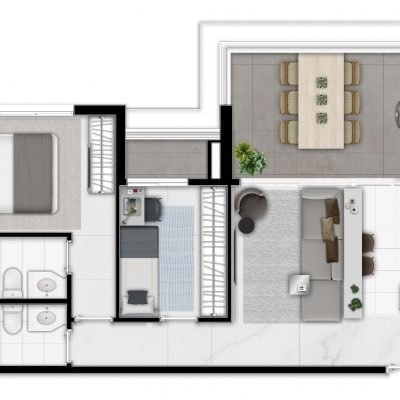 Side Alto da Boa Vista - Planta 59m² - 2 dormitórios Side Alto da Boa Vista - Planta 59m² - 2 dormitórios