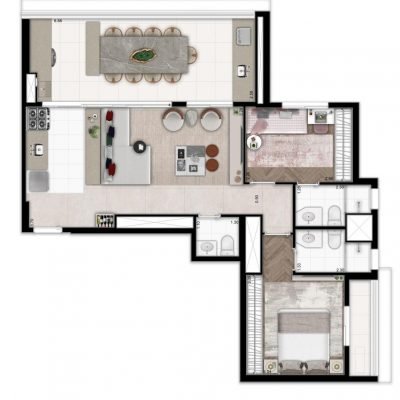 Side Alto da Boa Vista - Planta 80m² - 2 suítes living ampliado Side Alto da Boa Vista - Planta 80m² - 2 suítes living ampliado