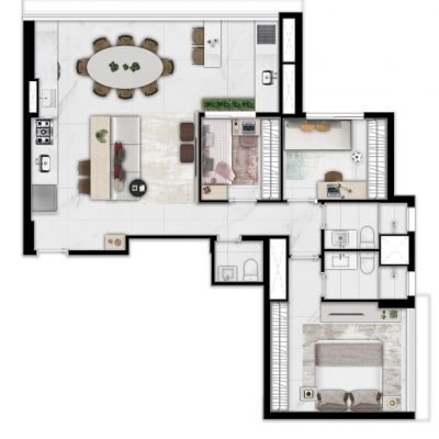 Side Alto da Boa Vista - Planta 80m² - 3 dormitórios Side Alto da Boa Vista - Planta 80m² - 3 dormitórios