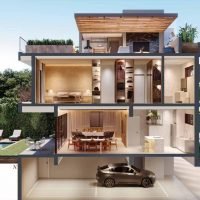 Casa Jardim Campo Belo - Perspectiva corte geral Casa Jardim Campo Belo - Perspectiva corte geral