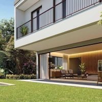 Casa Jardim Campo Belo - Perspectiva living integrado com jardim Casa Jardim Campo Belo - Perspectiva living integrado com jardim