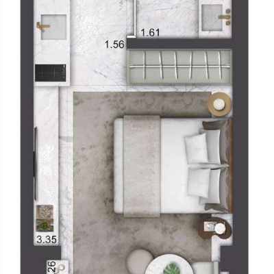 Grand Vitrali - Planta 25m² - Studio decorado Grand Vitrali - Planta 25m² - Studio decorado