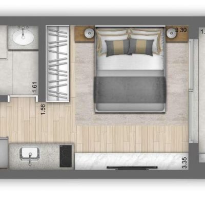 Grand Vitrali - Planta 25m² - Studio Residencial Grand Vitrali - Planta 25m² - Studio Residencial