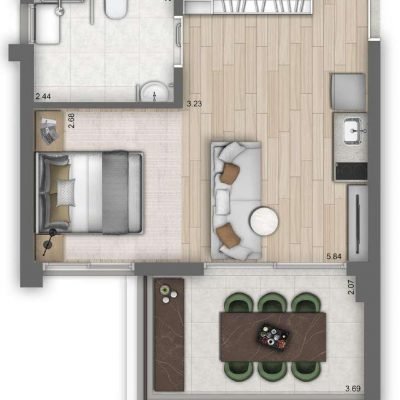 Grand Vitrali - Planta 41m² - Studio NR PNE Grand Vitrali - Planta 41m² - Studio NR PNE