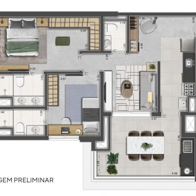 Highlights Pinheiros - Planta 78m² - 2 suítes tipo Highlights Pinheiros - Planta 78m² - 2 suítes tipo