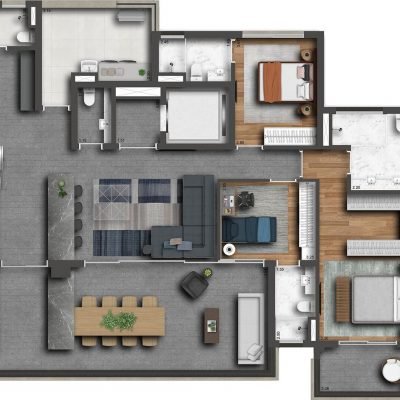 Klasse Alto da Boa Vista - Planta 173m² - Opção cozinha e despensa aberta Klasse Alto da Boa Vista - Planta 173m² - Opção cozinha e despensa aberta