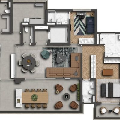 Klasse Alto da Boa Vista - Planta 173m² - Opção living ampliado Klasse Alto da Boa Vista - Planta 173m² - Opção living ampliado