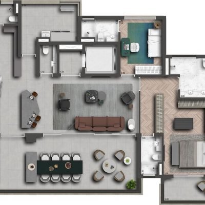 Klasse Alto da Boa Vista - Planta 173m² - Opção living ampliado com cozinha e despensa aberta Klasse Alto da Boa Vista - Planta 173m² - Opção living ampliado com cozinha e despensa aberta