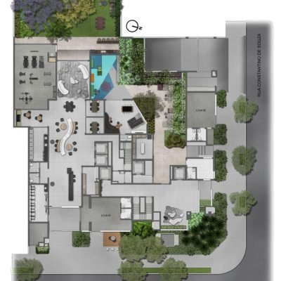 Latitude Campo Belo - Implantação térreo Latitude Campo Belo - Implantação térreo