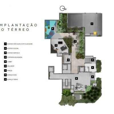 Latitude Campo Belo - Implantação térreo de residencial Latitude Campo Belo - Implantação térreo de residencial