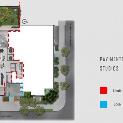 Latitude Campo Belo - Implantação térreo de studios Latitude Campo Belo - Implantação térreo de studios