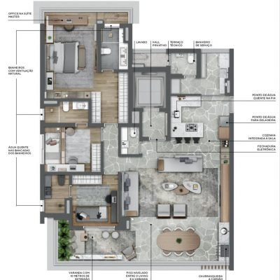 Latitude Campo Belo - Planta 154m² decorado Latitude Campo Belo - Planta 154m² decorado