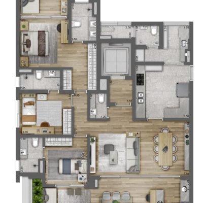 Latitude Campo Belo - Planta 154m² padrão Latitude Campo Belo - Planta 154m² padrão
