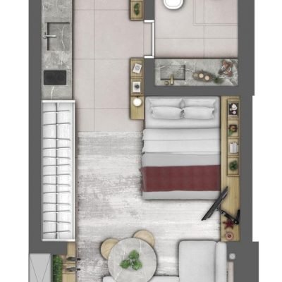 Latitude Campo Belo - Planta 26m² studio residencial ampliado Latitude Campo Belo - Planta 26m² studio residencial ampliado