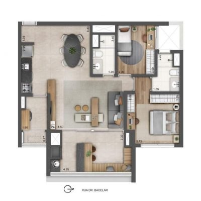 YBY Vila Clementino - Planta 79m² - Opção 2 dormitórios YBY Vila Clementino - Planta 79m² - Opção 2 dormitórios