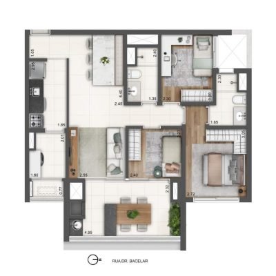 YBY Vila Clementino - Planta 79m² - 3 dormitórios tipo YBY Vila Clementino - Planta 79m² - 3 dormitórios tipo