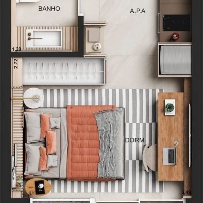 Soma Perdizes - Planta 25m² - Studio decorado Soma Perdizes - Planta 25m² - Studio decorado