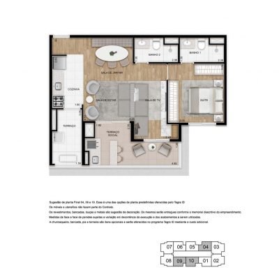 Amaro - Planta 63m² - opção 1 suíte living ampliado Amaro - Planta 63m² - opção 1 suíte living ampliado