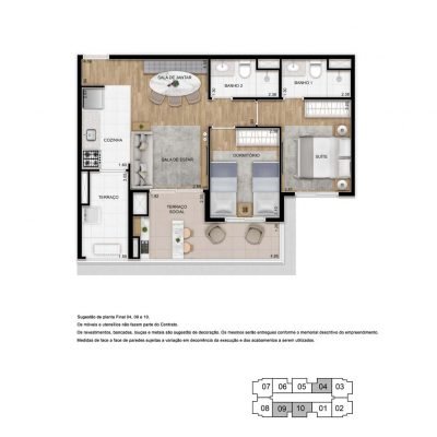 Amaro - Planta 63m² - 2 dorms Amaro - Planta 63m² - 2 dorms