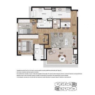 Amaro - Planta 79m² - opção 2 suítes home office Amaro - Planta 79m² - opção 2 suítes home office