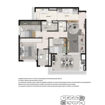Amaro - Planta 79m² - opção decorado 3 dorms Amaro - Planta 79m² - opção decorado 3 dorms