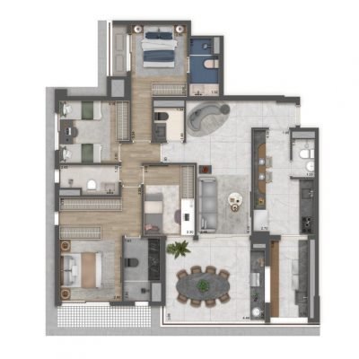 Haus Mitre Jardins - Planta 132m² - 4 dormitórios Haus Mitre Jardins - Planta 132m² - 4 dormitórios